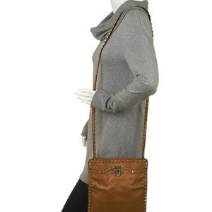 Valentino  Rockstud Flap Tan Leather Cross Body Ba